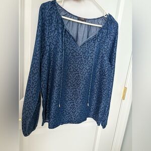 NYDJ Denim Blue Animal Print Blouse